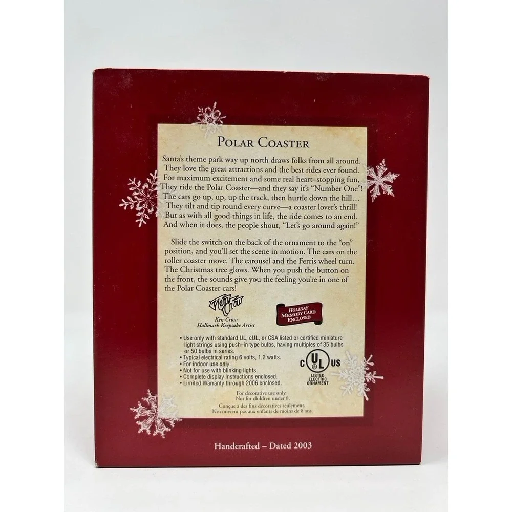 Hallmark Polar Coaster Ornament 2003 Red Magic Light Motion Sound QLX7459